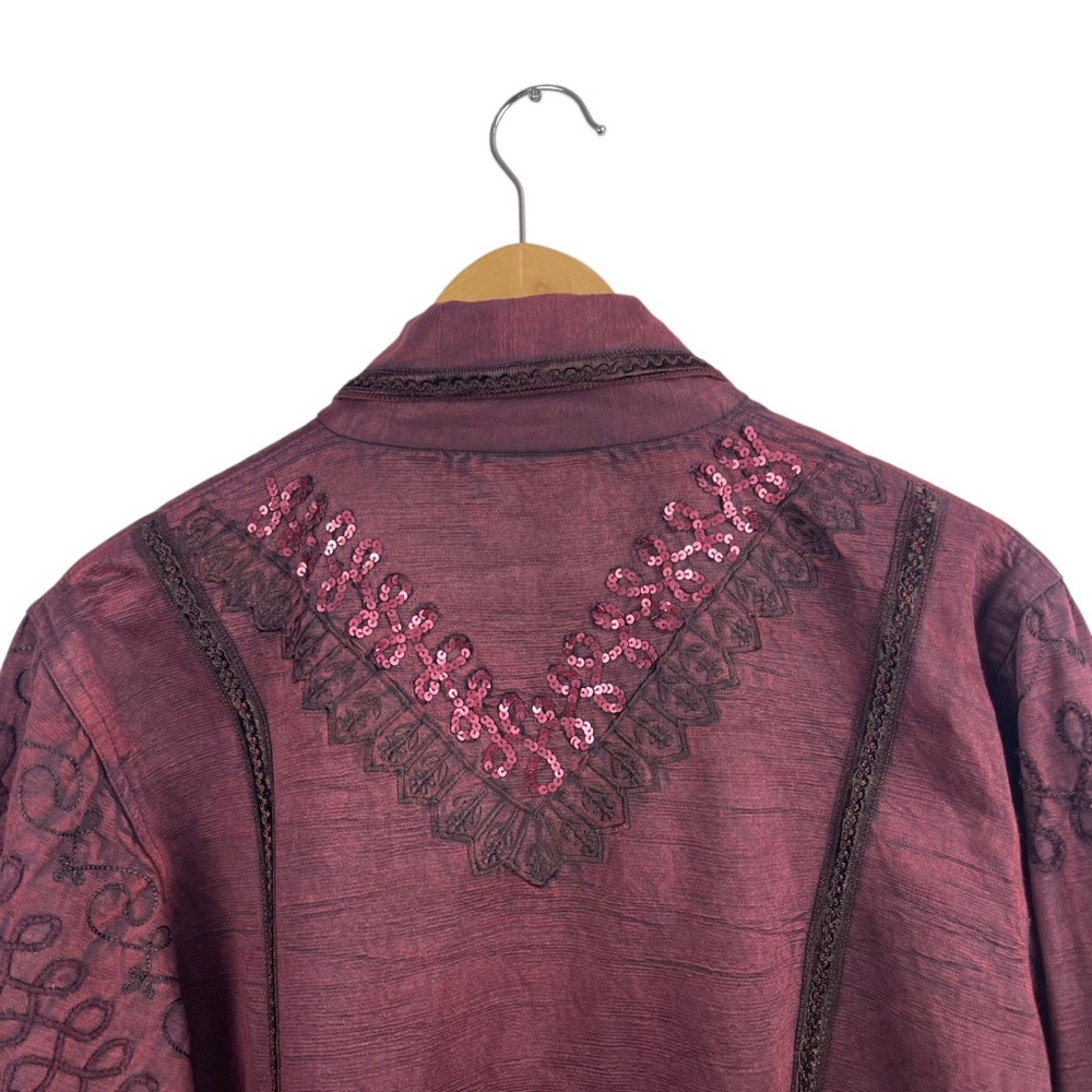 Asha Marie Western Sequin Embroidered Button-Down Shirt Women’s Size M - Picture 6 of 14